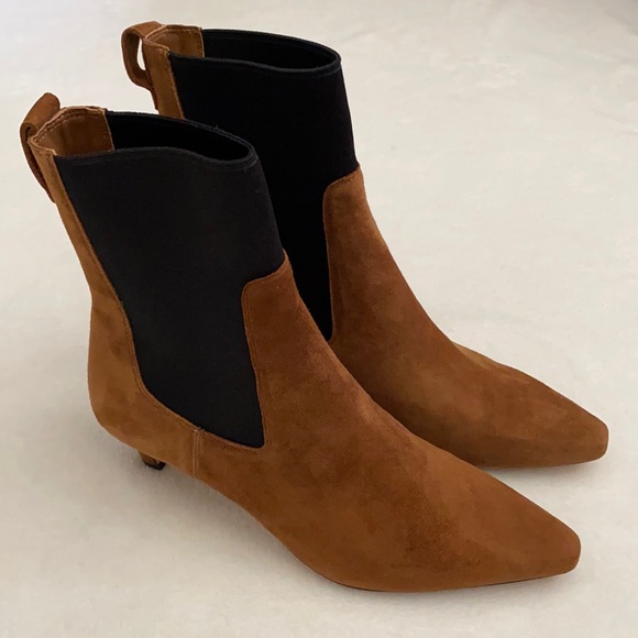 J. Crew | 2023 Stevie Pull-On Boots Suede Rich Toffee/Black BT870 (7.5) - Picture 2 of 13